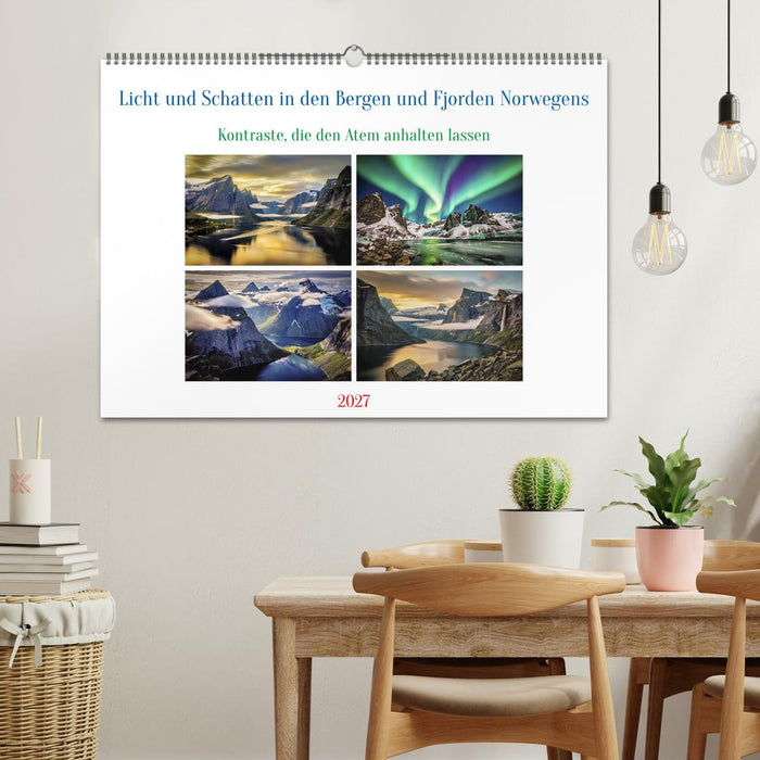 Licht und Schatten in den Bergen und Fjorden Norwegens (CALVENDO Wandkalender 2027)