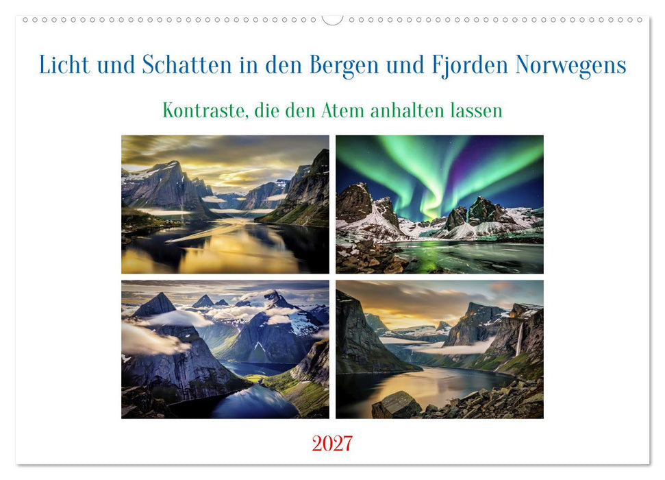 Licht und Schatten in den Bergen und Fjorden Norwegens (CALVENDO Wandkalender 2027)