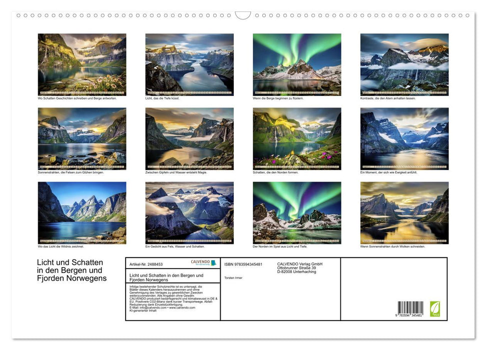 Licht und Schatten in den Bergen und Fjorden Norwegens (CALVENDO Wandkalender 2027)
