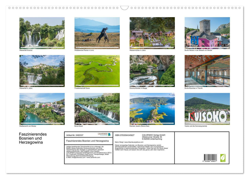 Faszinierendes Bosnien und Herzegowina (CALVENDO Wandkalender 2027)