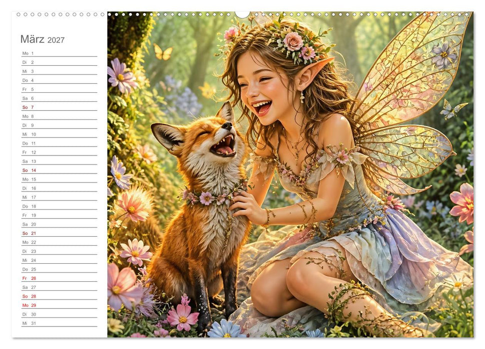 Magische Weggefährten - Zwölf Feen und ihre tierischen Begleiter (CALVENDO Premium Wandkalender 2027)