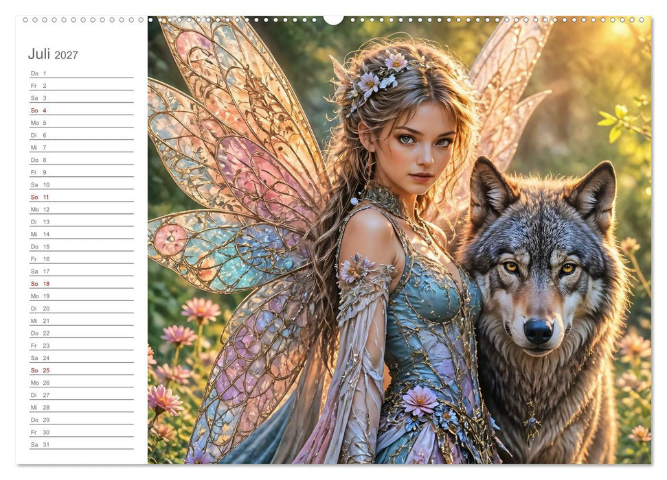 Magische Weggefährten - Zwölf Feen und ihre tierischen Begleiter (CALVENDO Premium Wandkalender 2027)