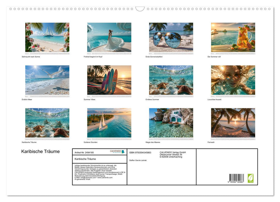 Karibische Träume (CALVENDO Wandkalender 2027)