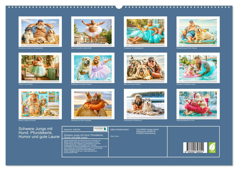 Schwere Jungs mit Hund. Pfundskerle, Humor und gute Laune (CALVENDO Premium Wandkalender 2027)