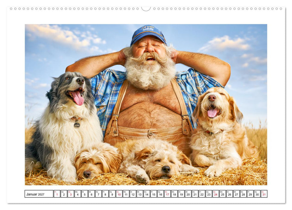 Schwere Jungs mit Hund. Pfundskerle, Humor und gute Laune (CALVENDO Premium Wandkalender 2027)