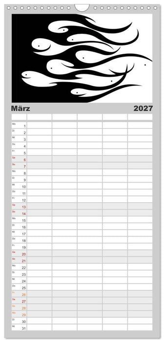 Kontrastreiche schwarz-weisse Bilder (CALVENDO Familienplaner 2027)