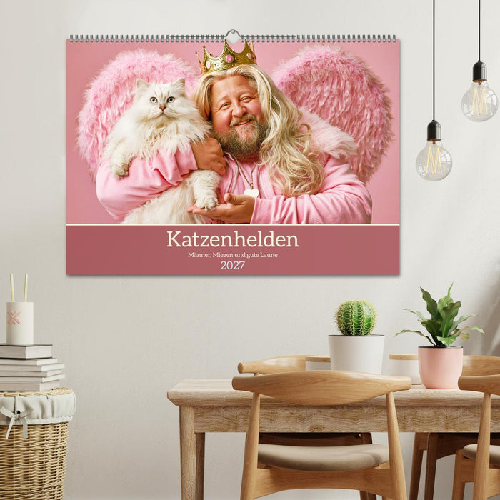 Katzenhelden. Männer, Miezen und gute Laune (CALVENDO Wandkalender 2027)