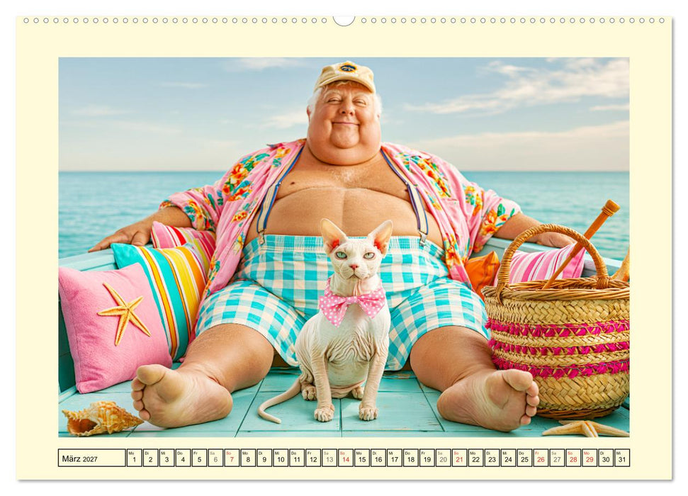 Katzenhelden. Männer, Miezen und gute Laune (CALVENDO Wandkalender 2027)