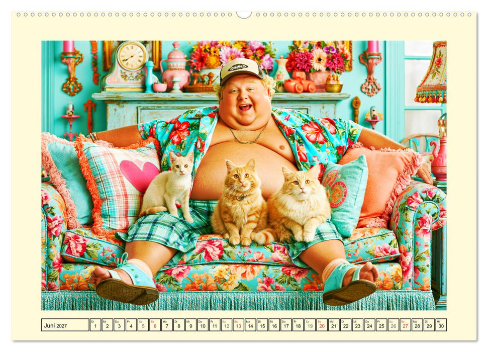 Katzenhelden. Männer, Miezen und gute Laune (CALVENDO Wandkalender 2027)