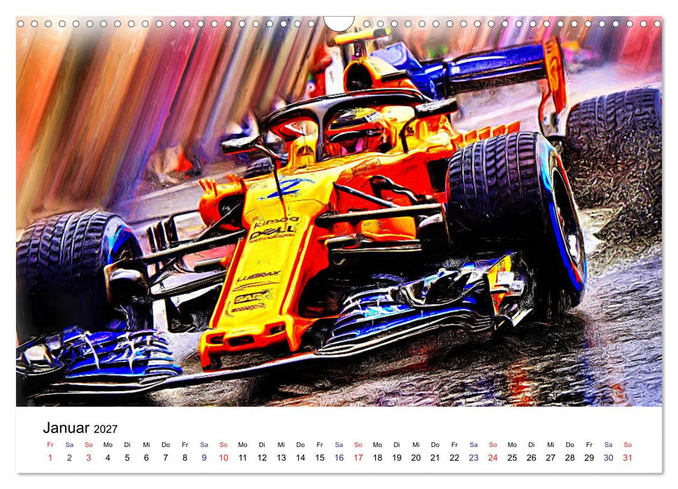 Vollgas im Monoposto - Digital Arts rund um die Formel 1 (CALVENDO Wandkalender 2027)