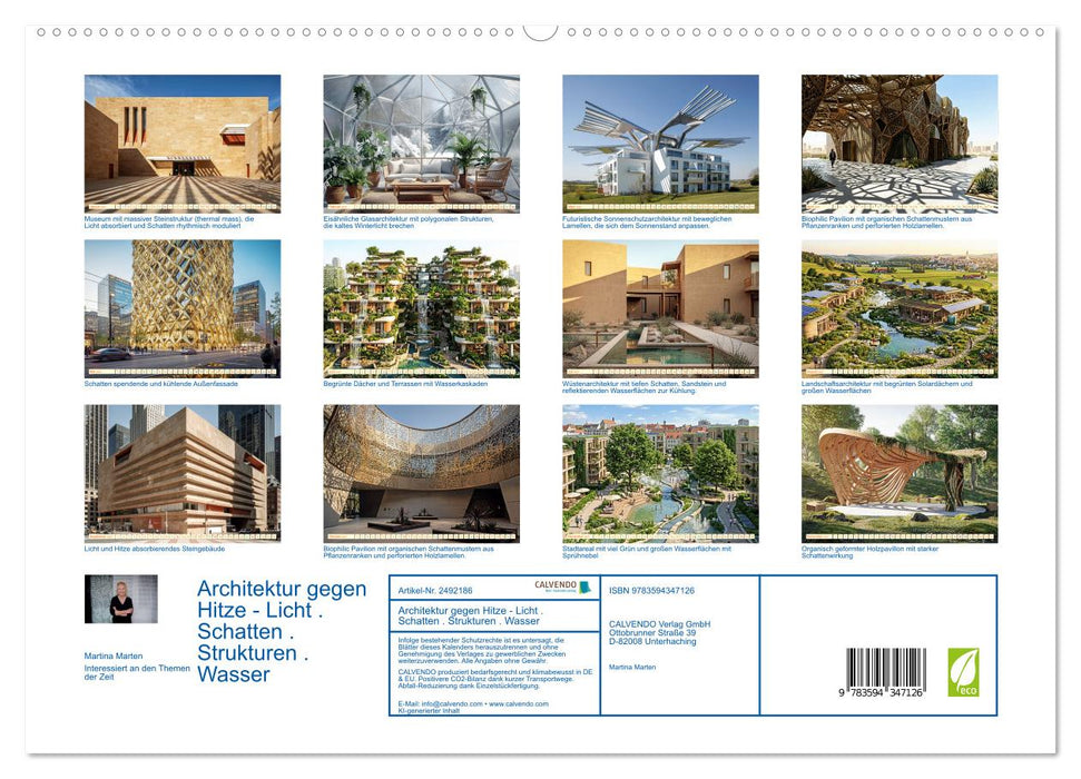 Architektur gegen Hitze - Licht. Schatten. Strukturen. Wasser (CALVENDO Premium Wandkalender 2027)