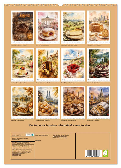 Deutsche Nachspeisen - Gemalte Gaumenfreuden (CALVENDO Premium Wandkalender 2027)