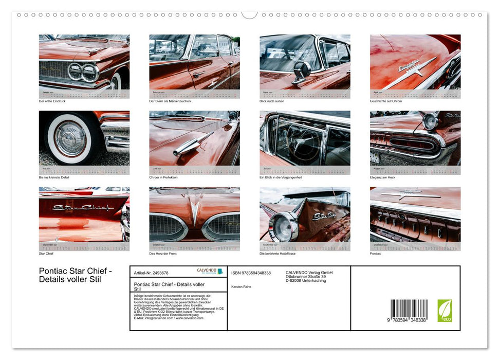 Pontiac Star Chief - Details voller Stil (CALVENDO Premium Wandkalender 2027)