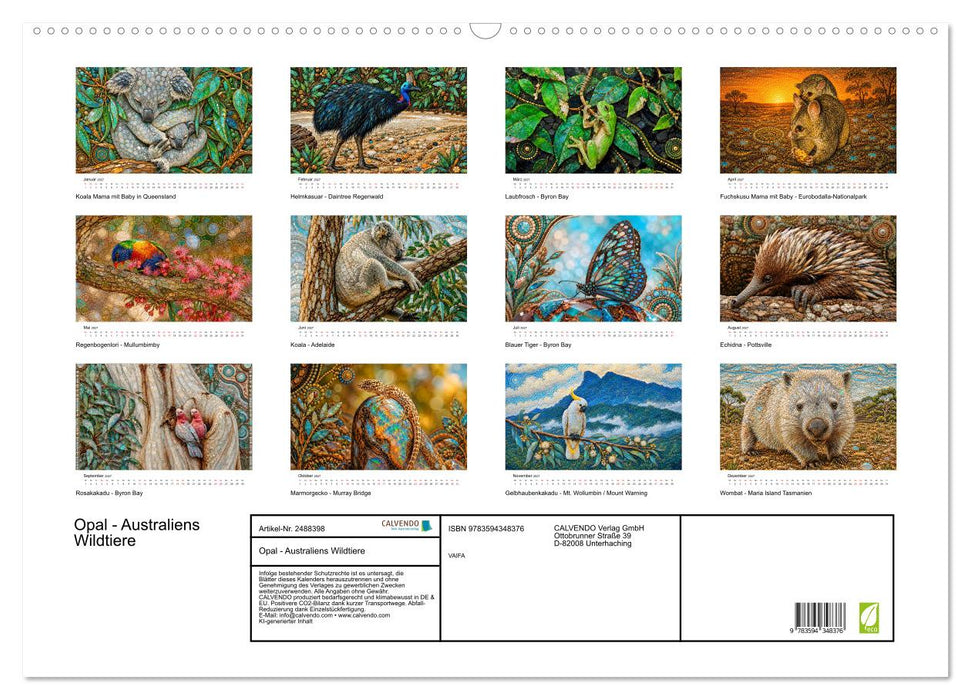 Opal - Australiens Wildtiere (CALVENDO Wandkalender 2027)