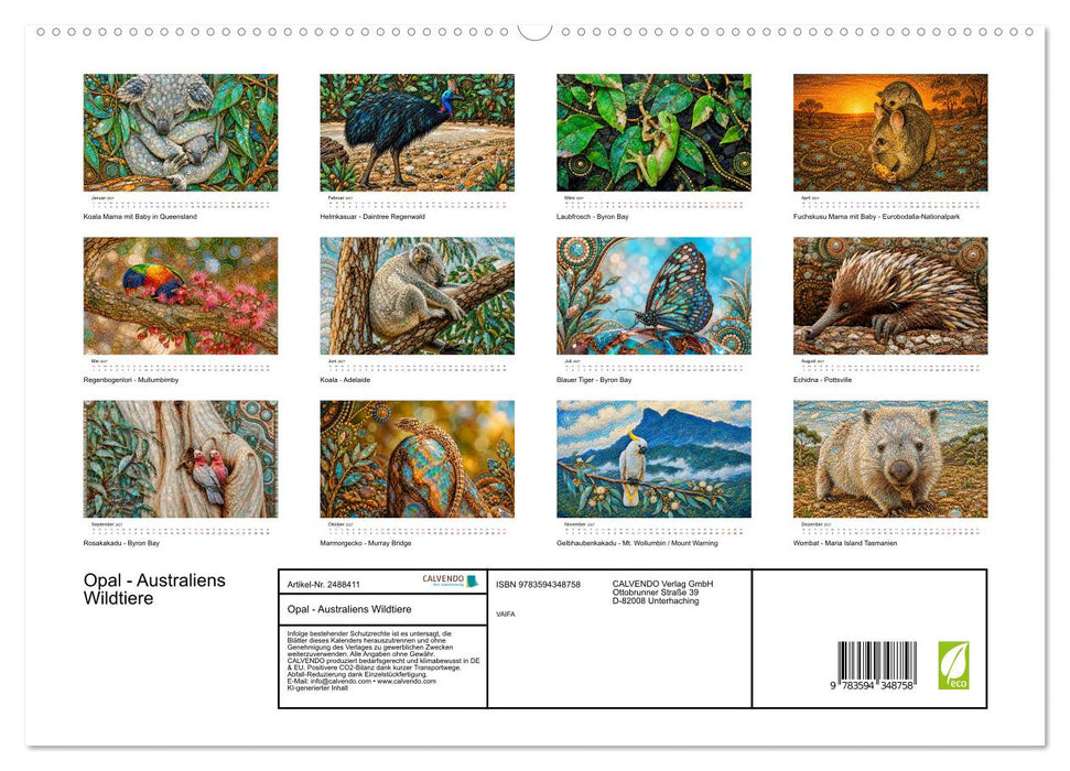 Opal - Australiens Wildtiere (CALVENDO Premium Wandkalender 2027)