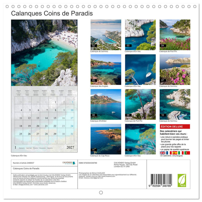 Calanques Coins de Paradis (CALVENDO Calendrier mensuel 2027)