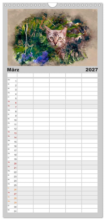 Katzenkalender mausgemalt (CALVENDO Familienplaner 2027)