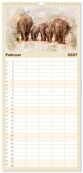 Elefanten - künstlerische Impressionen der größten noch lebenden Landtiere (CALVENDO Familienplaner 2027)