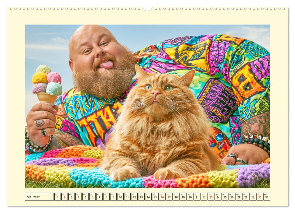 Katzenhelden. Männer, Miezen und gute Laune (CALVENDO Premium Wandkalender 2027)