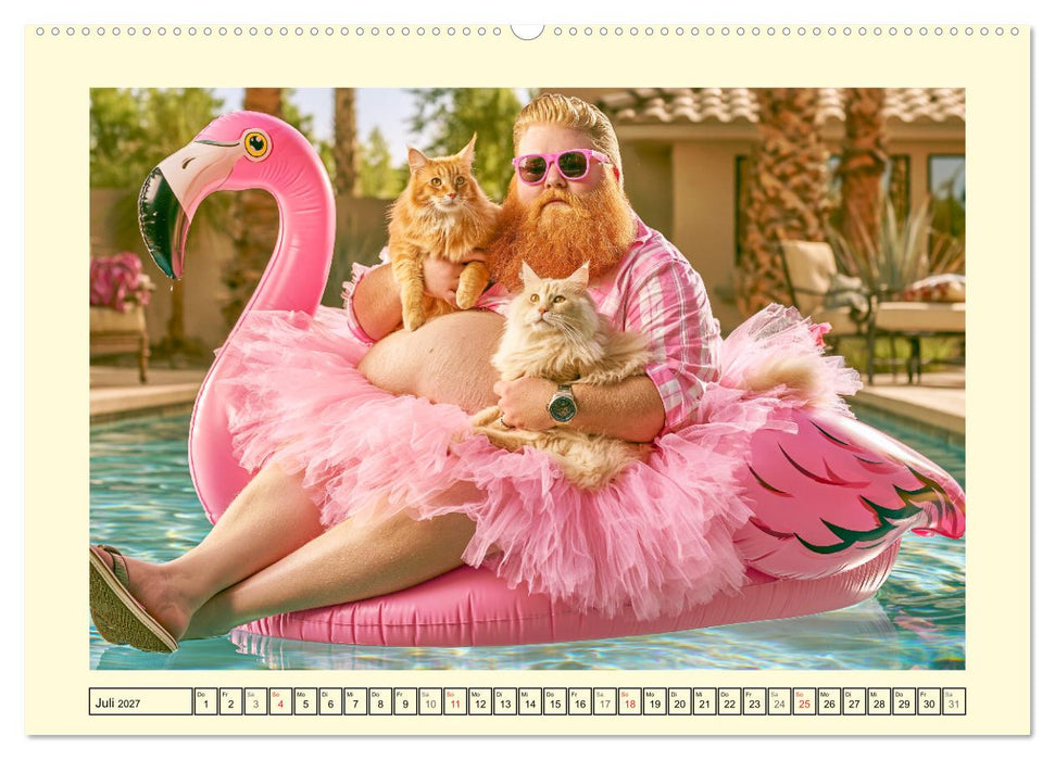 Katzenhelden. Männer, Miezen und gute Laune (CALVENDO Premium Wandkalender 2027)