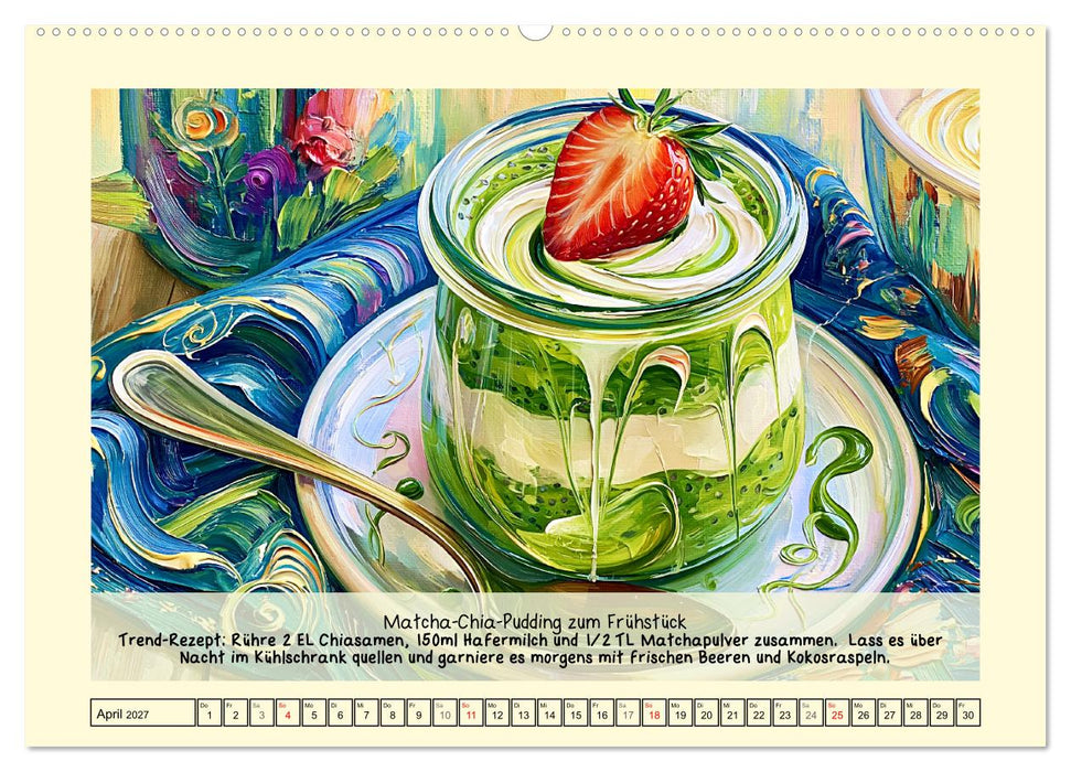 Cozy Matcha. Dein Guide für grünen Genuss (CALVENDO Premium Wandkalender 2027)