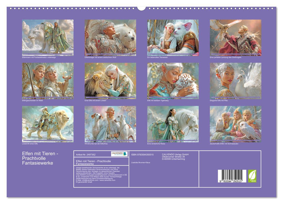 Elfen mit Tieren - Prachtvolle Fantasiewerke (CALVENDO Premium Wandkalender 2027)