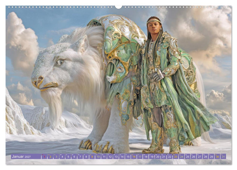 Elfen mit Tieren - Prachtvolle Fantasiewerke (CALVENDO Premium Wandkalender 2027)