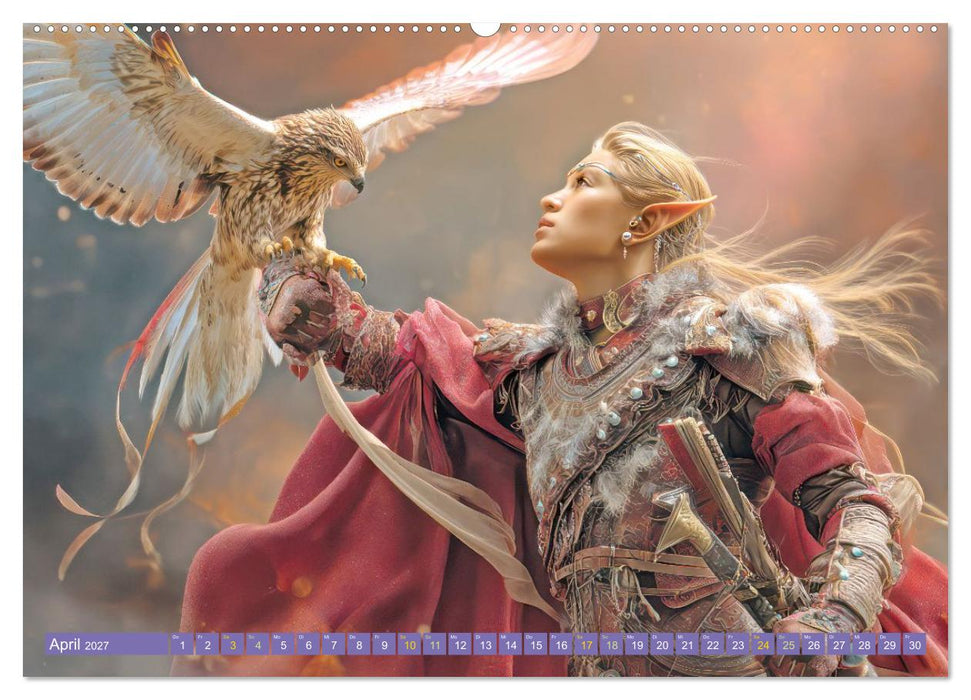 Elfen mit Tieren - Prachtvolle Fantasiewerke (CALVENDO Premium Wandkalender 2027)