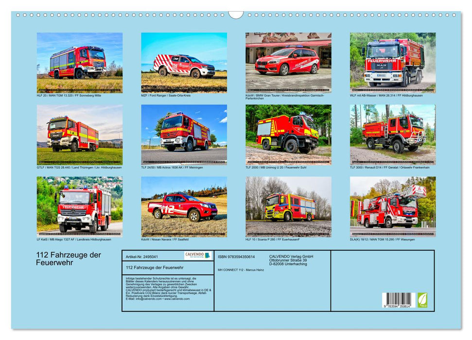 112 Fahrzeuge der Feuerwehr (CALVENDO Wandkalender 2027)