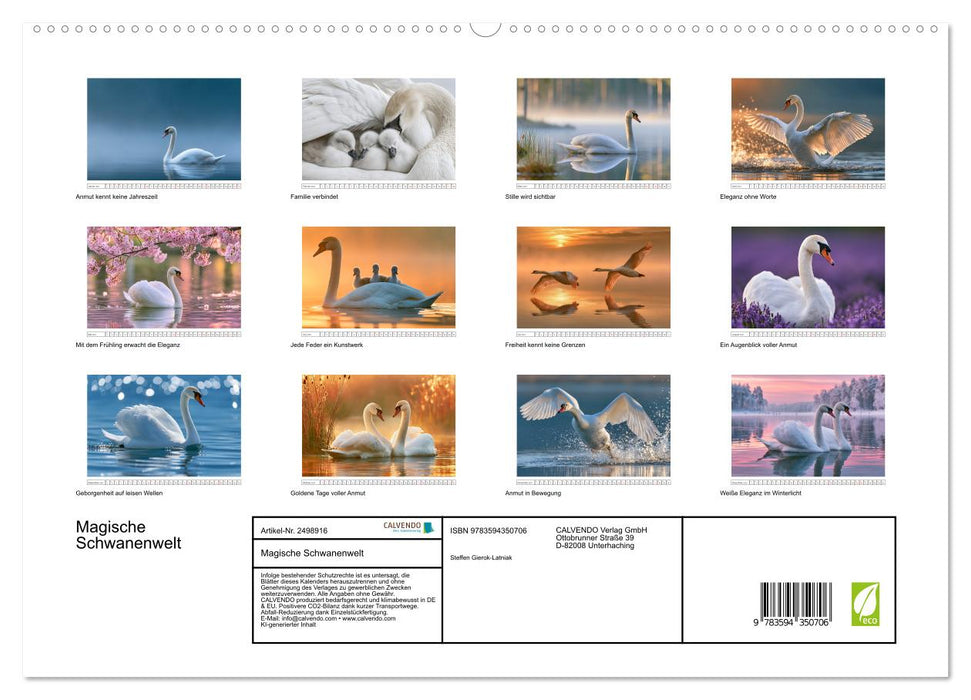 Magische Schwanenwelt (CALVENDO Premium Wandkalender 2027)