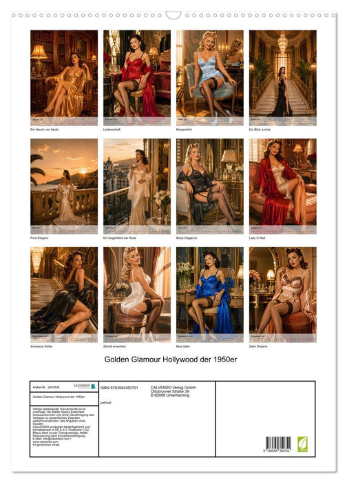 Golden Glamour Hollywood der 1950er (CALVENDO Wandkalender 2027)