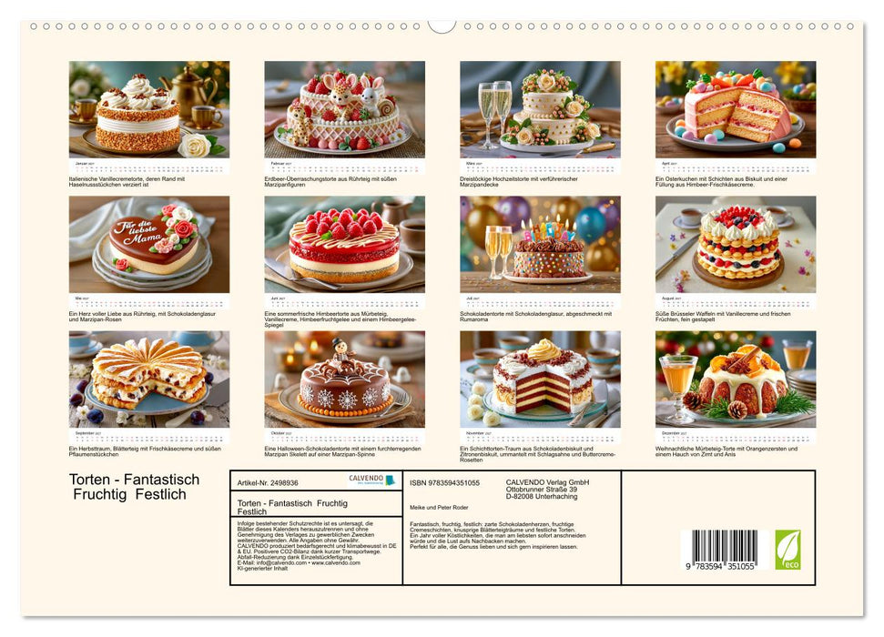 Torten - Fantastisch Fruchtig Festlich (CALVENDO Premium Wandkalender 2027)