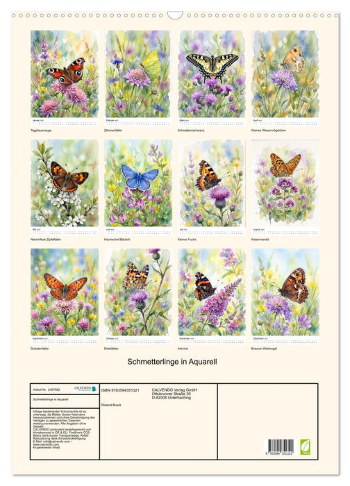 Schmetterlinge in Aquarell (CALVENDO Wandkalender 2027)