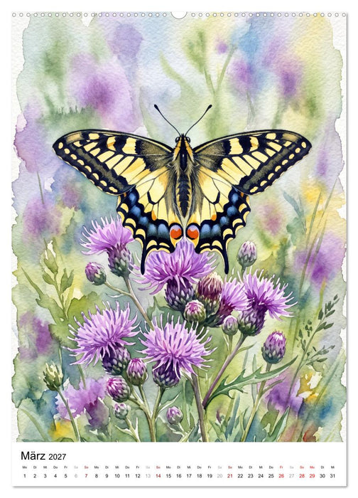 Schmetterlinge in Aquarell (CALVENDO Wandkalender 2027)
