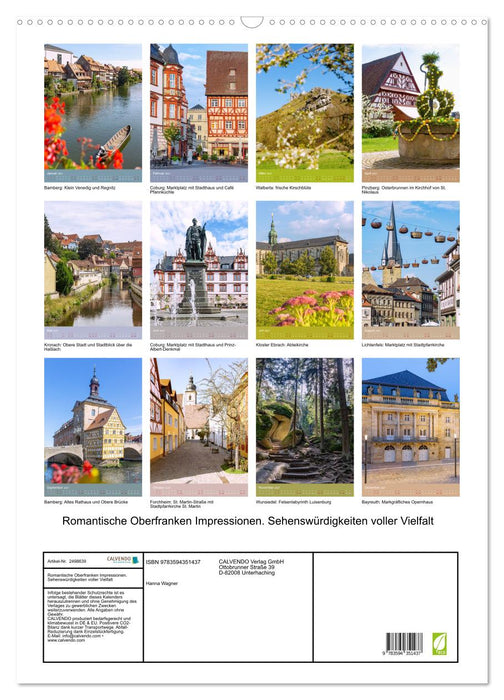 Romantische Oberfranken Impressionen. Sehenswürdigkeiten voller Vielfalt (CALVENDO Wandkalender 2027)
