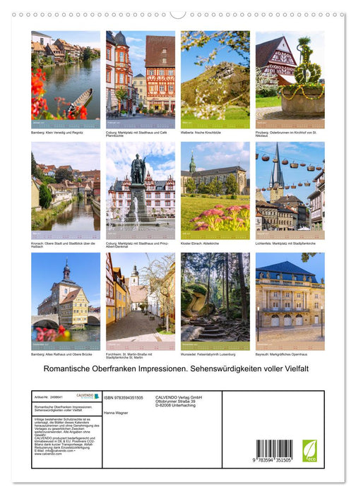 Romantische Oberfranken Impressionen. Sehenswürdigkeiten voller Vielfalt (CALVENDO Premium Wandkalender 2027)