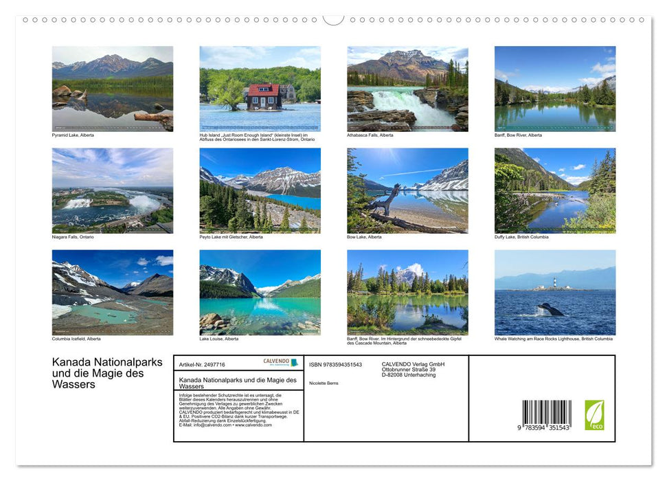 Kanada Nationalparks und die Magie des Wassers (CALVENDO Premium Wandkalender 2027)