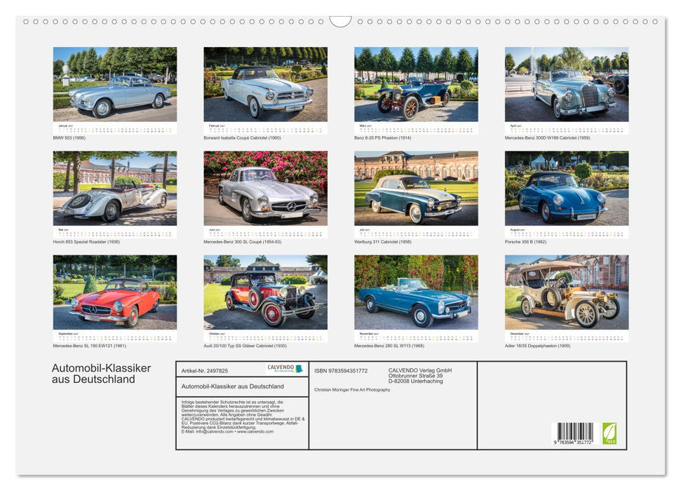 Automobil-Klassiker aus Deutschland (CALVENDO Wandkalender 2027)