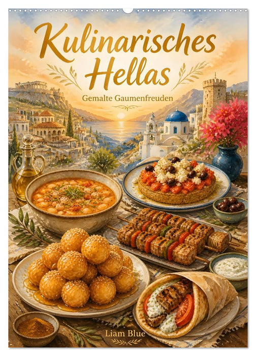 Kulinarisches Hellas - Gemalte Gaumenfreuden (CALVENDO Wandkalender 2027)