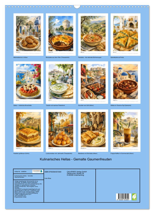 Kulinarisches Hellas - Gemalte Gaumenfreuden (CALVENDO Wandkalender 2027)