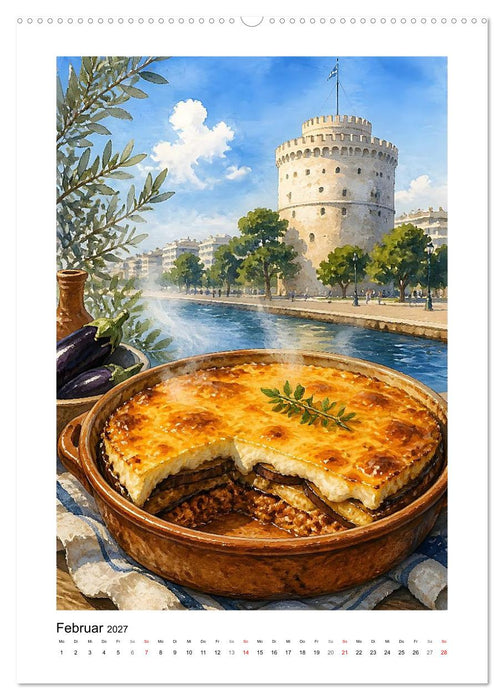 Kulinarisches Hellas - Gemalte Gaumenfreuden (CALVENDO Wandkalender 2027)