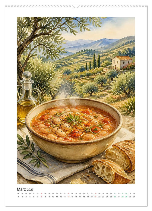 Kulinarisches Hellas - Gemalte Gaumenfreuden (CALVENDO Wandkalender 2027)