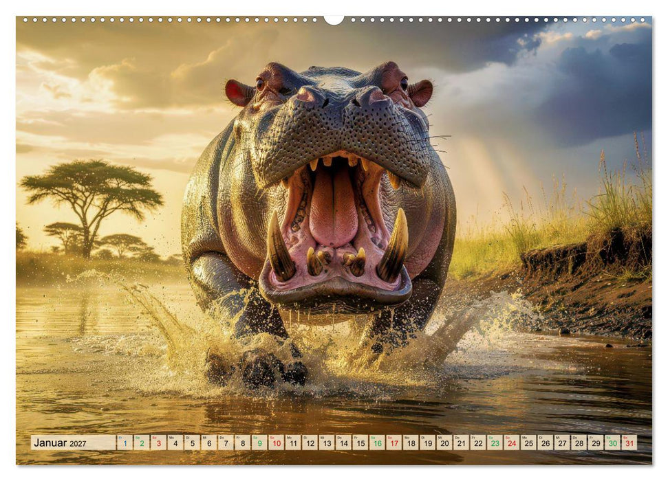 Nilpferde in Action (CALVENDO Premium Wandkalender 2027)