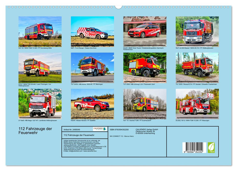 112 Fahrzeuge der Feuerwehr (CALVENDO Premium Wandkalender 2027)