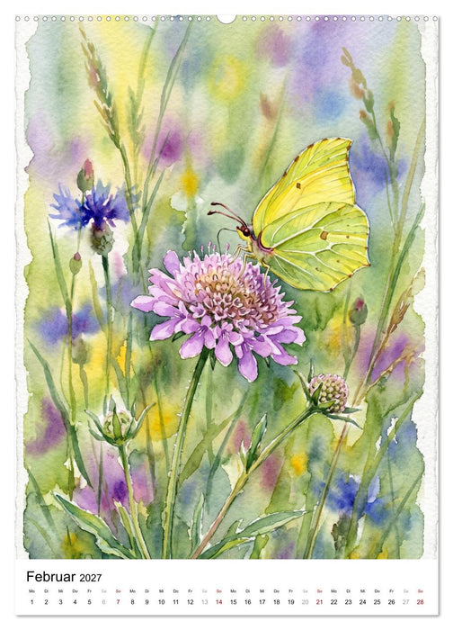 Schmetterlinge in Aquarell (CALVENDO Premium Wandkalender 2027)
