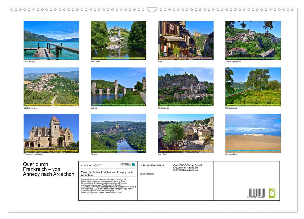 Quer durch Frankreich – von Annecy nach Arcachon (CALVENDO Wandkalender 2027)