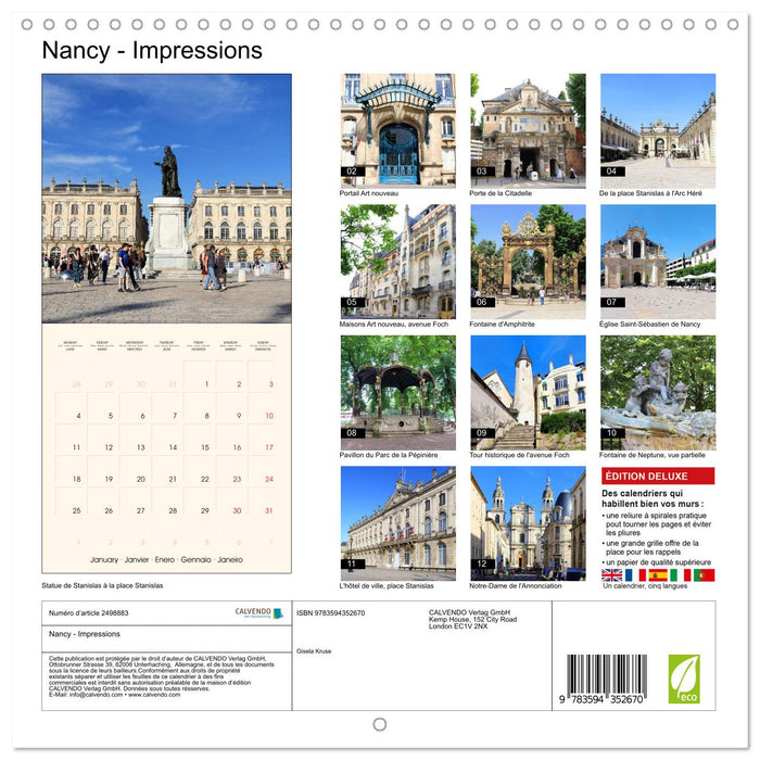 Nancy - Impressions (CALVENDO Calendrier mensuel 2027)