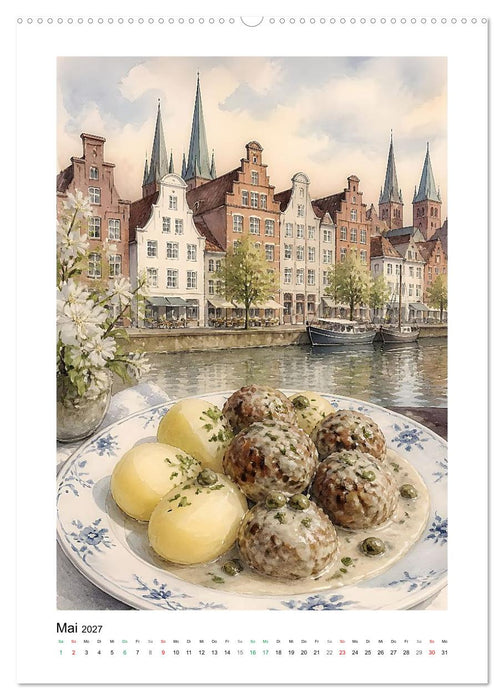 Deftige Tafelfreuden - Gemalte Gaumenfreuden (CALVENDO Premium Wandkalender 2027)