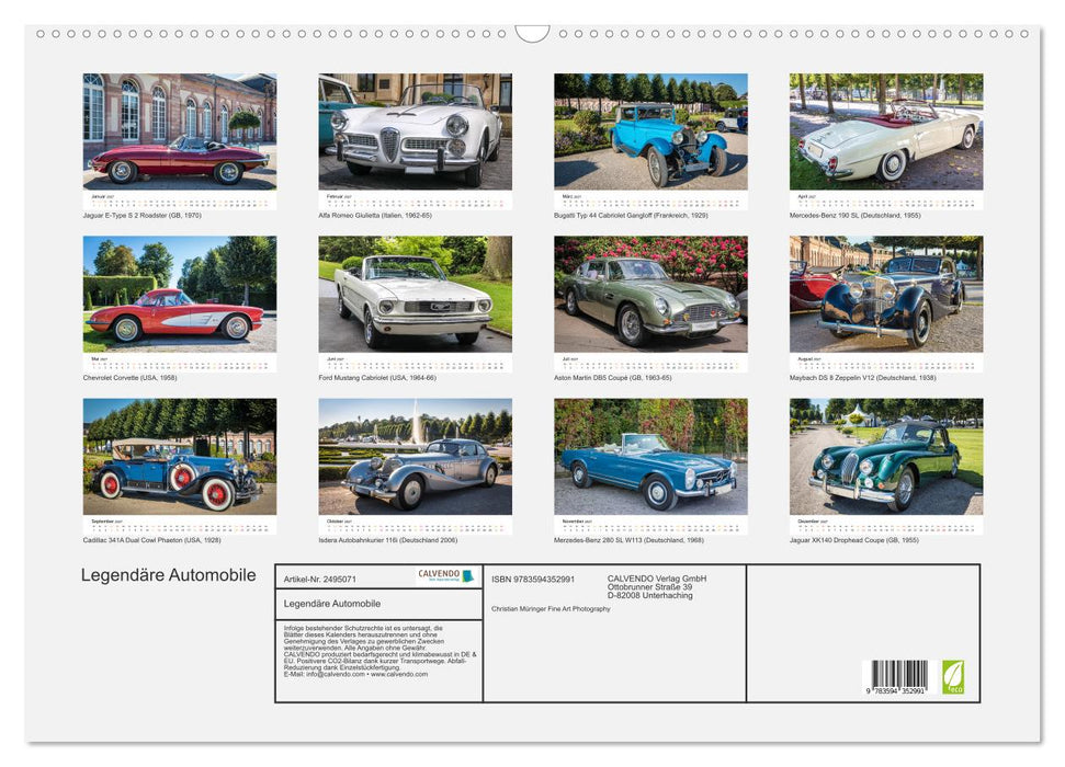 Legendäre Automobile (CALVENDO Wandkalender 2027)
