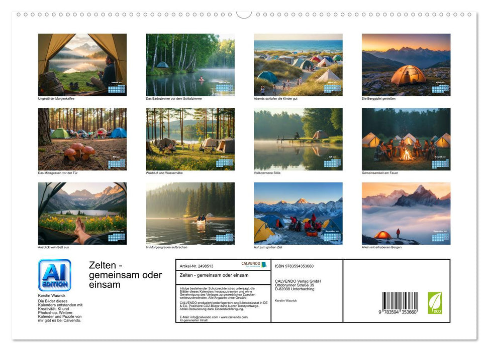 Zelten - gemeinsam oder einsam (CALVENDO Premium Wandkalender 2027)
